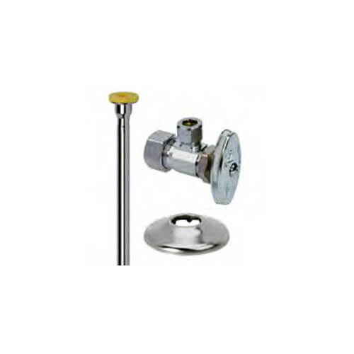 Main product image of 1/2" Nom x 3/8" OD Compression Toilet Supply Kit - Angle Stop, 20" Length (Chrome)