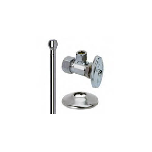 Main product image of 1/2" Nom x 1/2" OD Compression Faucet Supply Kit - Angle Stop, 12" Length (Chrome)