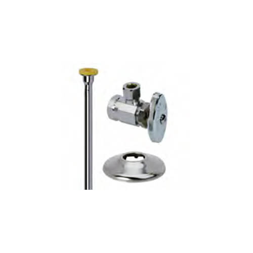 Main product image of 1/2" FIP x 3/8" OD Compression Toilet Supply Kit - Angle Stop, 12" Length (Chrome)