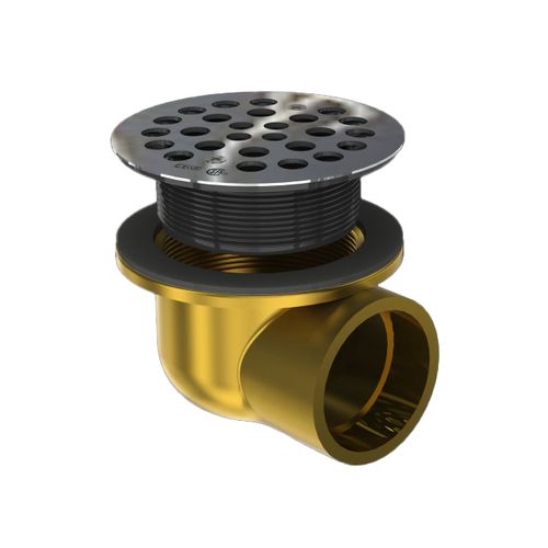 Main product image of 2" Brass Round Side Outlet Shower Drain (Brushed Nickel)