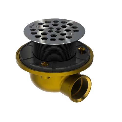 Main product image of 1-1/2" Brass Round Side Outlet Shower Drain for Tile Bases (Brushed Nickel)