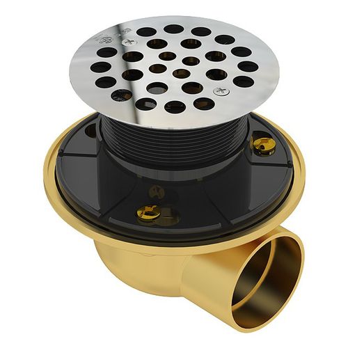 Main product image of 2" Brass Round Side Outlet Shower Drain for Tile Bases (Stainless Steel)
