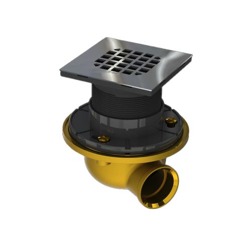 Main product image of 1-1/2" Brass Square Side Outlet Shower Drain for Tile Bases (Matte Black)
