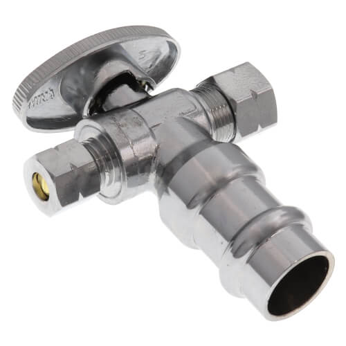 1/2" Press x 3/8" OD Compression x 1/4" OD Compression Quarter Turn Dual Outlet Stop Valve Lead Free (Chrome Plated)