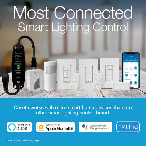 Lutron Caseta Smart Switch (2 Count) Deluxe Kit with Smart Hub and Pico Remote, Neutral Wire Required (P-BDG-PKG2WS-WH)