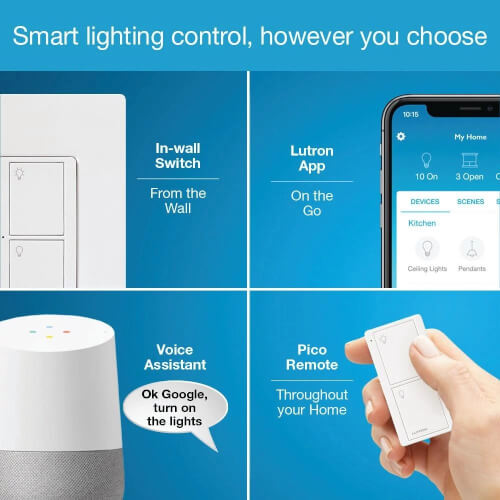 Main product image of Caseta Original Smart Switch (2 Count) Deluxe Kit with Smart Hub and Pico Remote, Neutral Wire Required (P-BDG-PKG2WS-WH), White