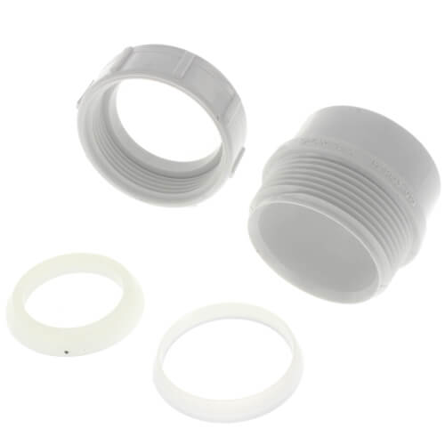 1-1/2" PVC DWV Male Trap Adapter w/ Plastic Nut and Washer (Spigot x Slip)