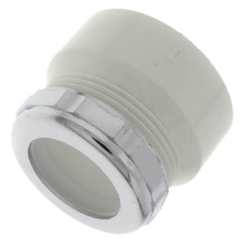 Main product image of 1-1/2" x 1-1/4" PVC DWV Female Trap Adapter w/ Chrome Nut & Washer (Hub x Slip)