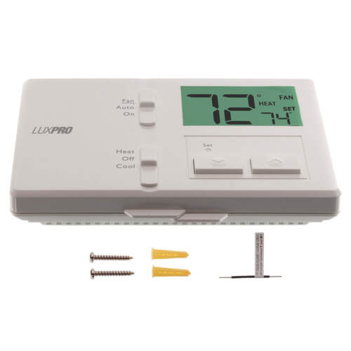 P111 Lux P111 Dual Power NonProgrammable Thermostat, Horizontal Mount (1 Heat 1 Cool)