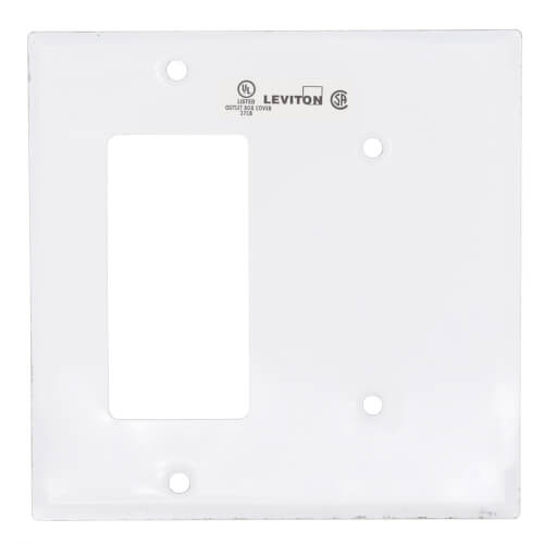 Main product image of 2-Gang Electrical Wall Plate, Metal Decora Combo, 1 Decora & 1 Blank (White)