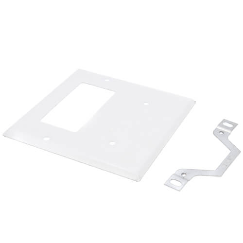 Main product image of 2-Gang Electrical Wall Plate, Metal Decora Combo, 1 Decora & 1 Blank (White)