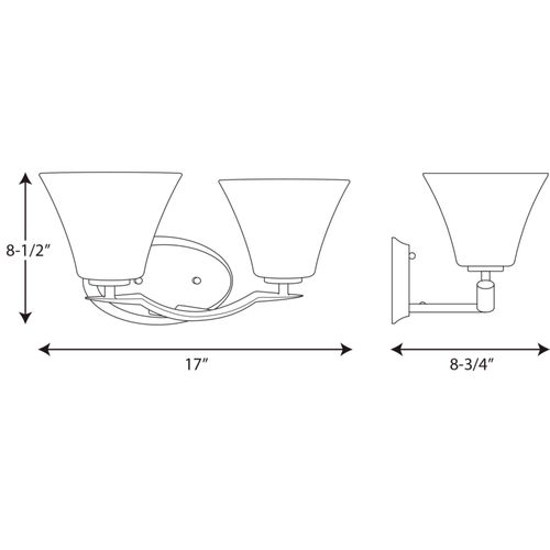 Main product image of Bravo 2 Light Brushed Nickel Etched Glass Modern Bath Vanity Light