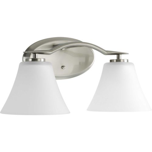 Main product image of Bravo 2 Light Brushed Nickel Etched Glass Modern Bath Vanity Light