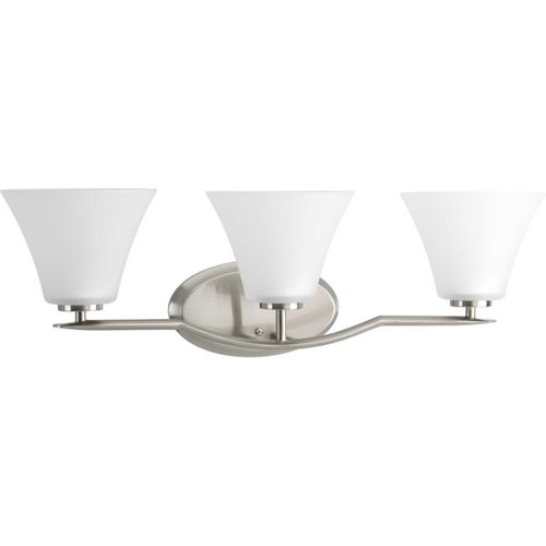 Main product image of Bravo 3 Light Brushed Nickel Etched Glass Modern Bath Vanity Light