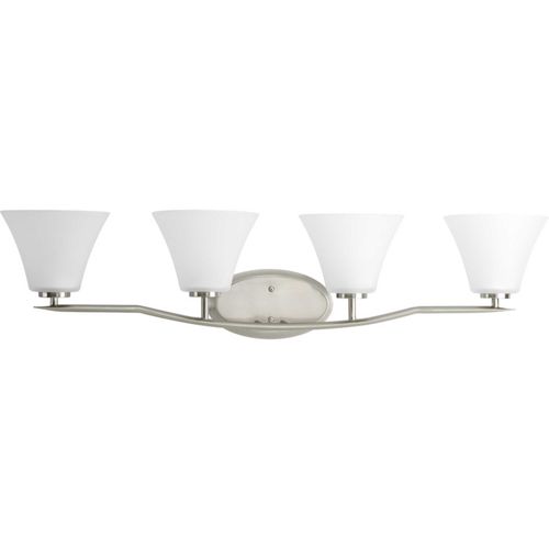 Main product image of Bravo 4 Light Brushed Nickel Etched Glass Modern Bath Vanity Light