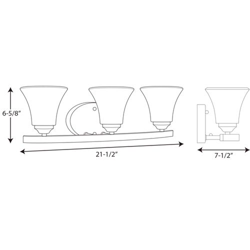 Main product image of Adorn 3 Light Brushed Nickel Etched Glass Traditional Bath Vanity Light