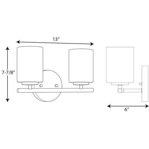 Main product image of Replay 2 Light Textured Black Etched Glass Modern Bath Vanity Light