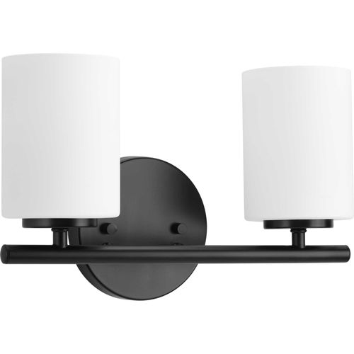 Main product image of Replay 2 Light Textured Black Etched Glass Modern Bath Vanity Light