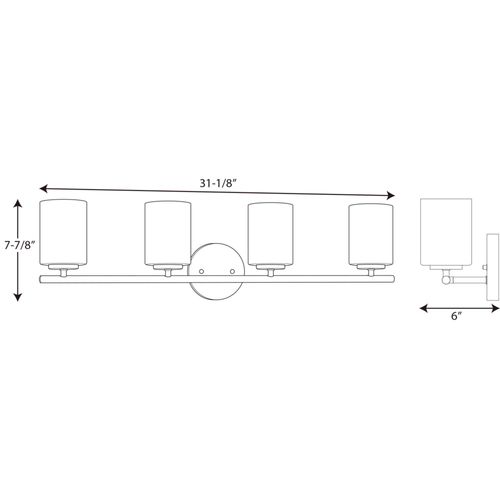 Main product image of Replay 4 Light Textured Black Etched Glass Modern Bath Vanity Light