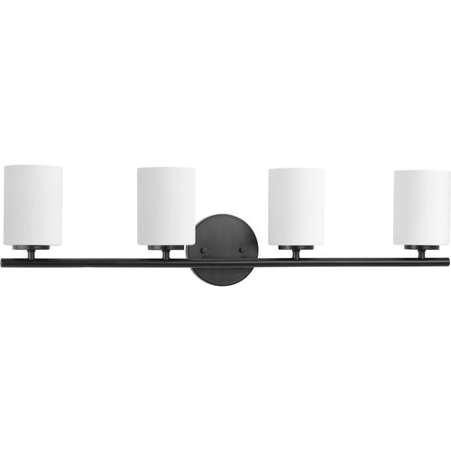 Main product image of Replay 4 Light Textured Black Etched Glass Modern Bath Vanity Light