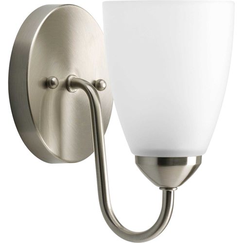 Main product image of Gather 1 Light Brushed Nickel Etched Glass Traditional Bath Vanity Light