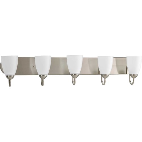Main product image of Gather 5 Light Brushed Nickel Etched Glass Traditional Bath Vanity Light
