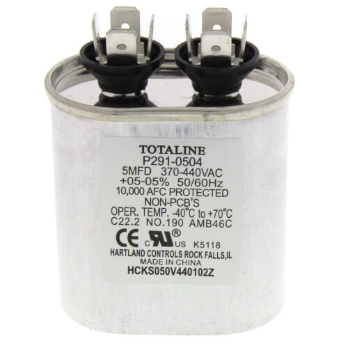 Main product image of 370/440V Oval Run Capacitor, 5 MFD, P291-0504