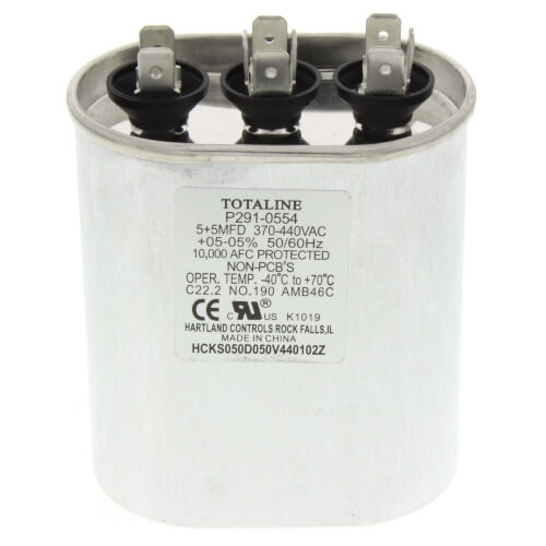 Main product image of 5/5 mfd 440V Dual Oval Capacitor, P291-0554
