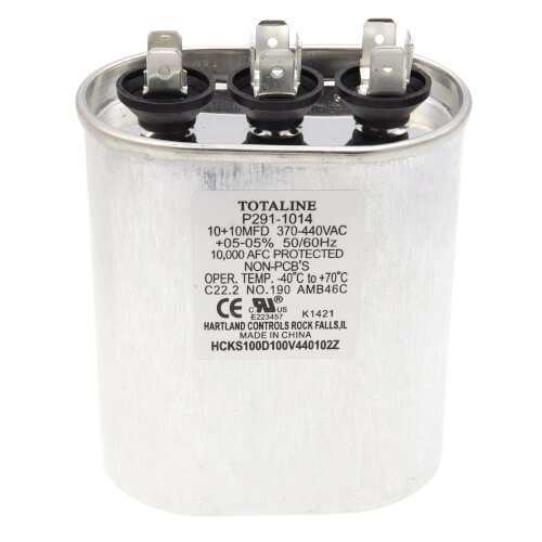 370V Oval Run Capacitor, 10 MFD, P291-1014