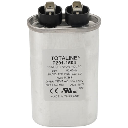 440V Single Oval Run Capacitor, 15 MFD, P291-1504