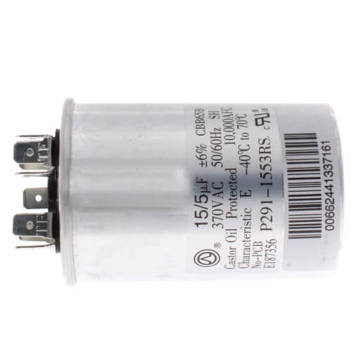 Main product image of 370V Dual Round Run Capacitor, 15/5 MFD, P291-1553RS