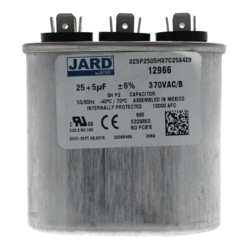 Main product image of 370V Dual Oval Run Capacitor, 25/5 MFD, P291-2553