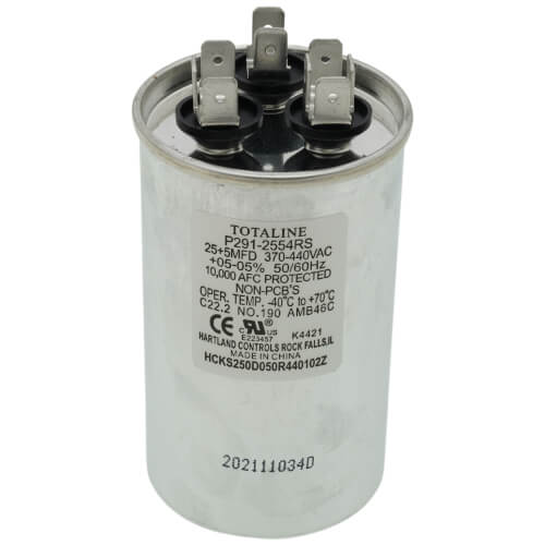 Main product image of 370V Round Dual Capacitor 25/5 MFD, P291-2554RS