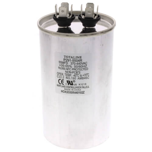 Main product image of 440V Round Run Capacitor, 55 MFD, P291-5504R