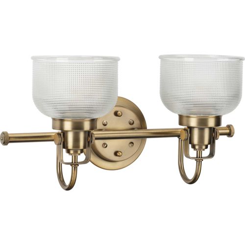Main product image of Archie 2 Light Antique Nickel Clear Double Prismatic Glass Coastal Bath Vanity Light