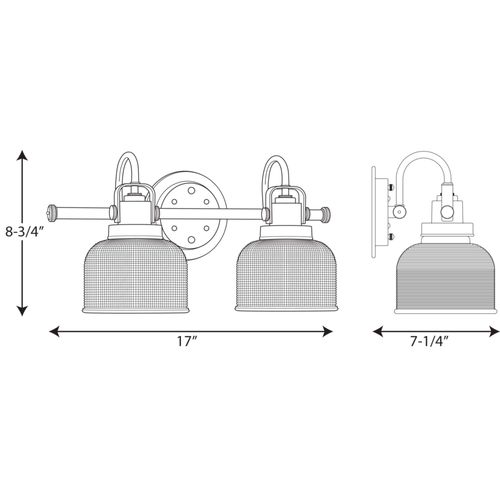 Main product image of Archie 2 Light Antique Nickel Clear Double Prismatic Glass Coastal Bath Vanity Light