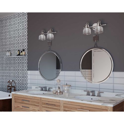 Main product image of Archie 2 Light Antique Nickel Clear Double Prismatic Glass Coastal Bath Vanity Light