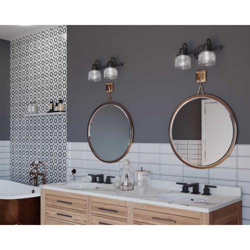 Main product image of Archie 2 Light Antique Nickel Clear Double Prismatic Glass Coastal Bath Vanity Light