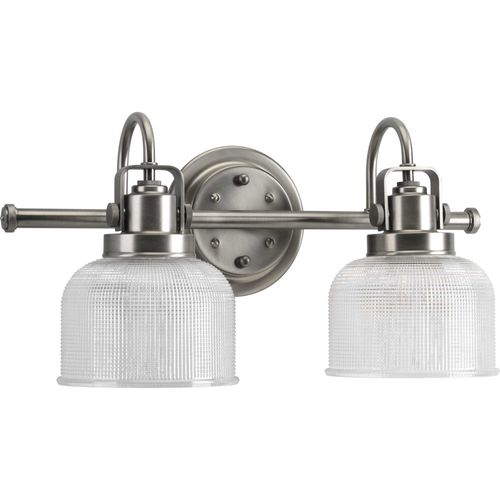 Main product image of Archie 2 Light Antique Nickel Clear Double Prismatic Glass Coastal Bath Vanity Light