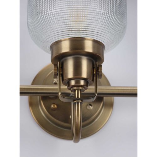 Main product image of Archie 3 Light Antique Nickel Clear Double Prismatic Glass Coastal Bath Vanity Light