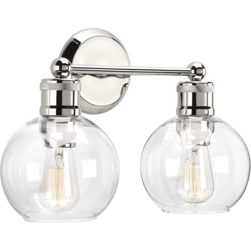 Main product image of Hansford 2 Light Polished Nickel Clear Glass Coastal Bath Vanity Light