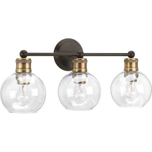 Main product image of Hansford 3 Light Polished Nickel Clear Glass Coastal Bath Vanity Light