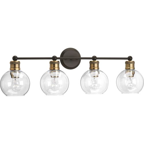 Main product image of Hansford 4 Light Polished Nickel Clear Glass Coastal Bath Vanity Light