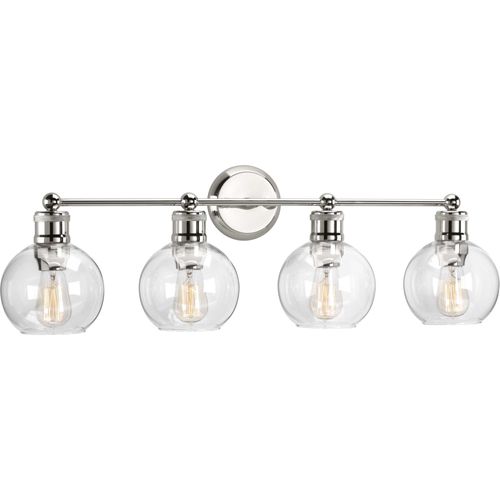 Main product image of Hansford 4 Light Polished Nickel Clear Glass Coastal Bath Vanity Light