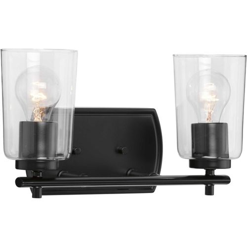 Main product image of Adley 2 Light Matte Black Clear Glass New Traditional Bath Vanity Light