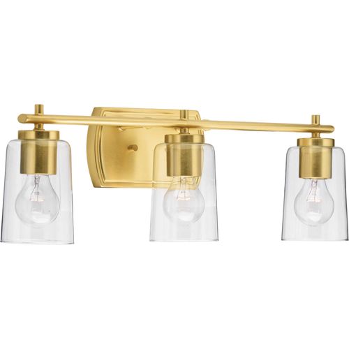 Main product image of Adley 3 Light Brushed Nickel Clear Glass New Traditional Bath Vanity Light