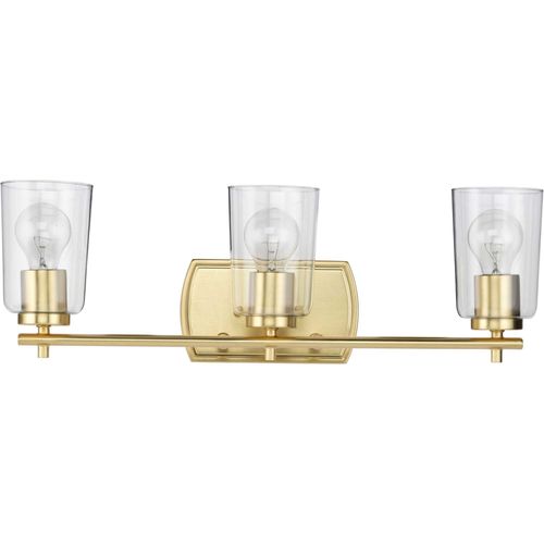 Main product image of Adley 3 Light Brushed Nickel Clear Glass New Traditional Bath Vanity Light