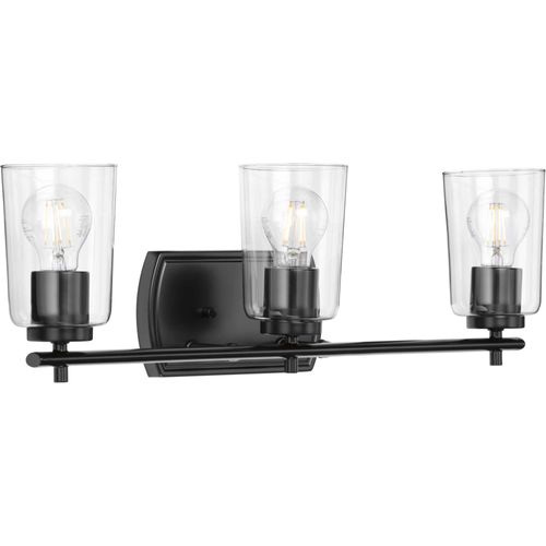 Main product image of Adley 3 Light Matte Black Clear Glass New Traditional Bath Vanity Light