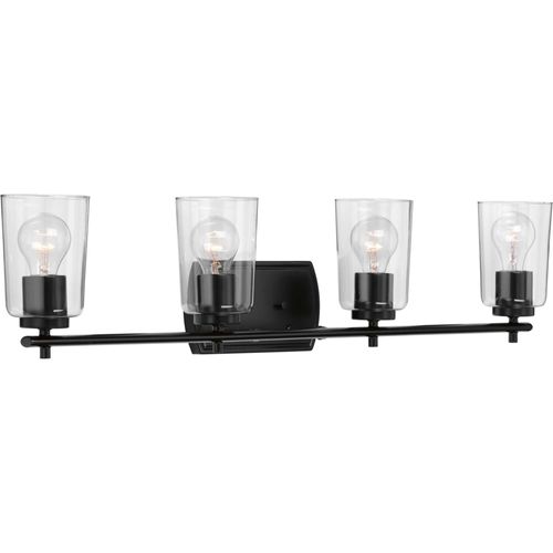 Main product image of Adley 4 Light Matte Black Clear Glass New Traditional Bath Vanity Light