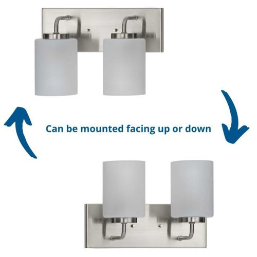 Main product image of Merry 2 Light Matte Black and Etched Glass Transitional Style Bath Vanity Wall Light